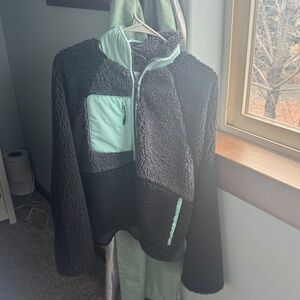Stoic Black and Mint Fleece Jacket NWT